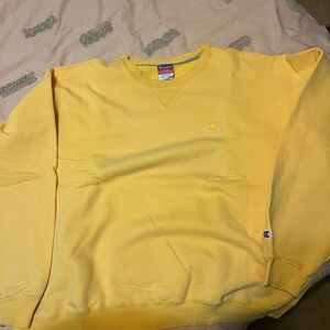 Champion Men's Bright Yellow Crewneck Sweater